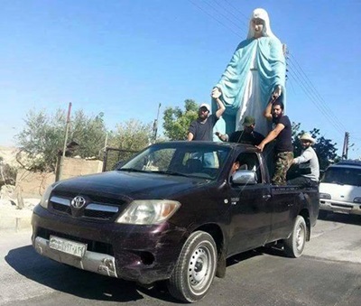 نصب مجسمه جدید« مریم » در شهر مسیحی نشین معلولا