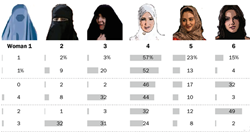 نظرسنجی درباره حجاب در چند کشور مسلمان 